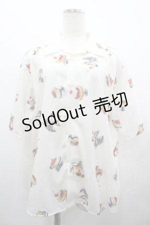 画像: AXES-X / レトロプリンPT半袖シャツ S アイボリー I-26-02-28-029-LO-BL-SA-ZI