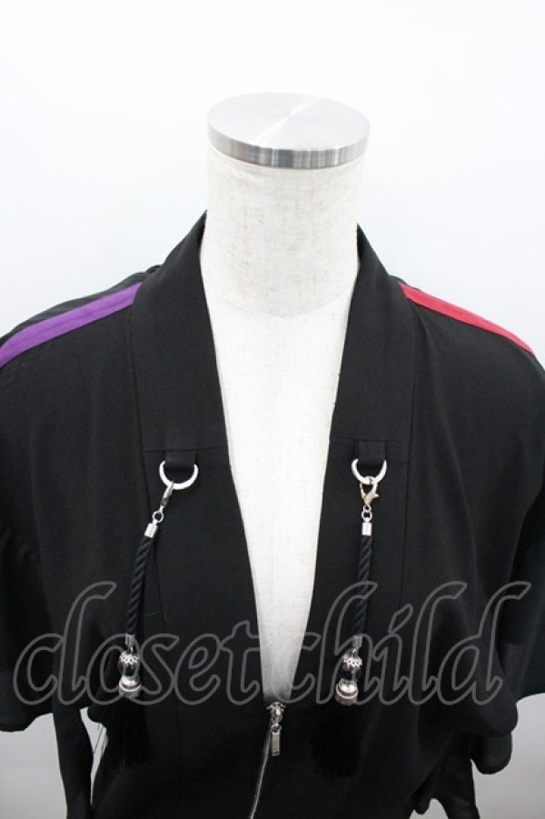 画像3: AXES-X / 金剛力士ケープ羽織  黒Ｘ赤 I-26-02-28-030-LO-TO-SA-ZI (3)