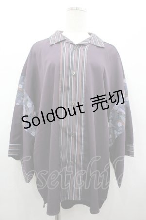 画像: AXES-X / 和柄コラージュアロハシャツ L パープル I-26-02-28-031-LO-BL-SA-ZI