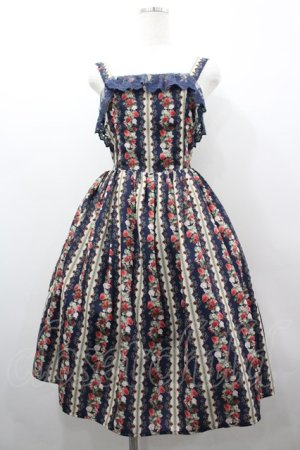 画像: axes femme kawaii / ローズベリーガーデンジャンパースカート  紺 I-26-03-02-034-AX-OP-SA-ZI