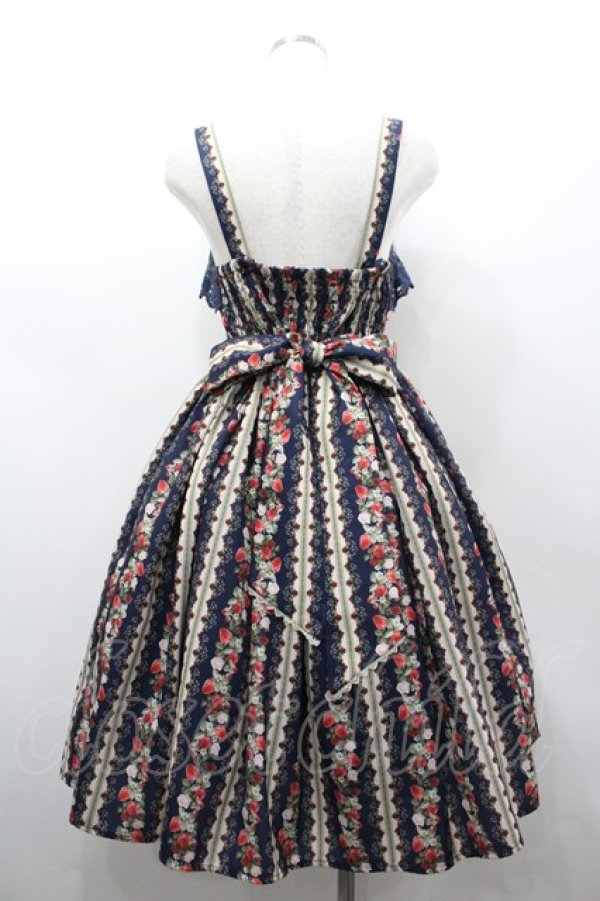 画像2: axes femme kawaii / ローズベリーガーデンジャンパースカート  紺 I-26-03-02-034-AX-OP-SA-ZI (2)