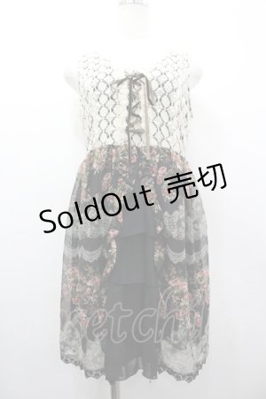 画像: axes femme / レースX花柄スリットチュニ M 黒 I-26-03-02-037-AX-OP-TE-ZI