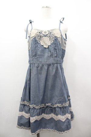 画像: axes femme / レースフリルキャミワンピース  ブルーＸ生成り I-26-03-02-038-AX-OP-SA-ZI