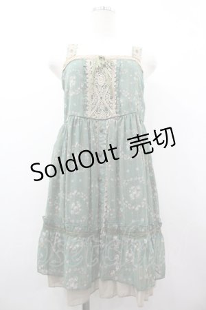 画像: axes femme / ストライプ花柄チュニック M グリーン I-26-03-02-040-AX-OP-SA-ZI