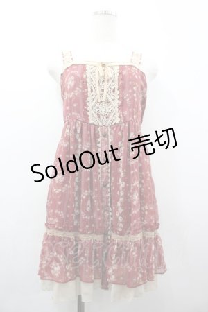 画像: axes femme / ストライプ花柄チュニック  赤 I-26-03-02-042-AX-OP-SA-ZI