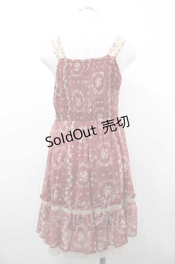 画像2: axes femme / ストライプ花柄チュニック  赤 I-26-03-02-042-AX-OP-SA-ZI (2)