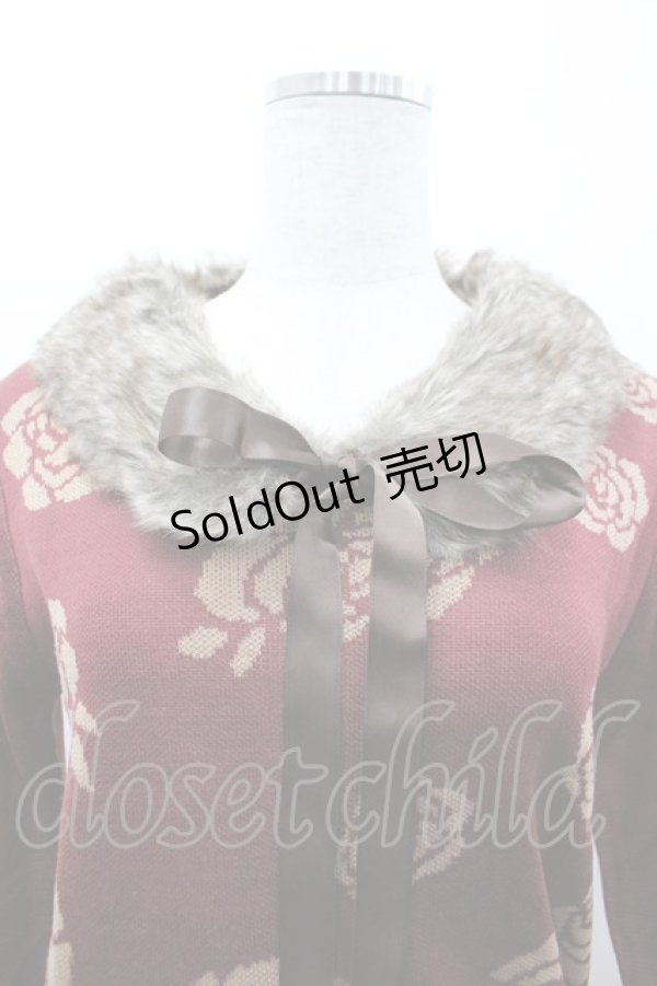 画像3: axes femme / バラ柄ファーティペット付きPO M ワイン I-26-03-02-004-AX-TO-TE-ZI (3)