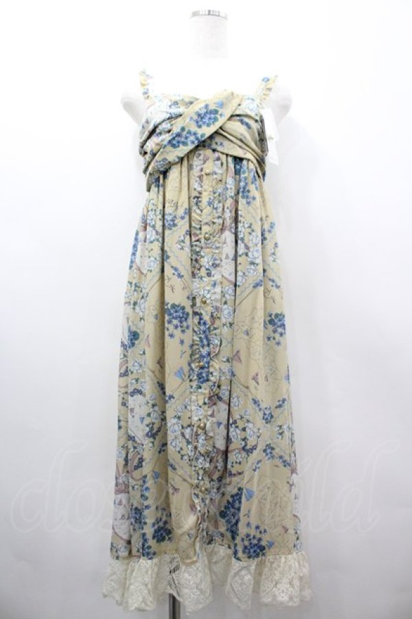 画像1: axes femme / オーシャン柄ロングOP M ベージュ I-26-03-02-045-AX-OP-SA-ZI (1)