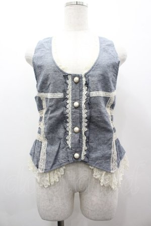 画像: axes femme / レース配色ベスト M ブルーグレー I-26-03-02-005-AX-BL-TE-ZI