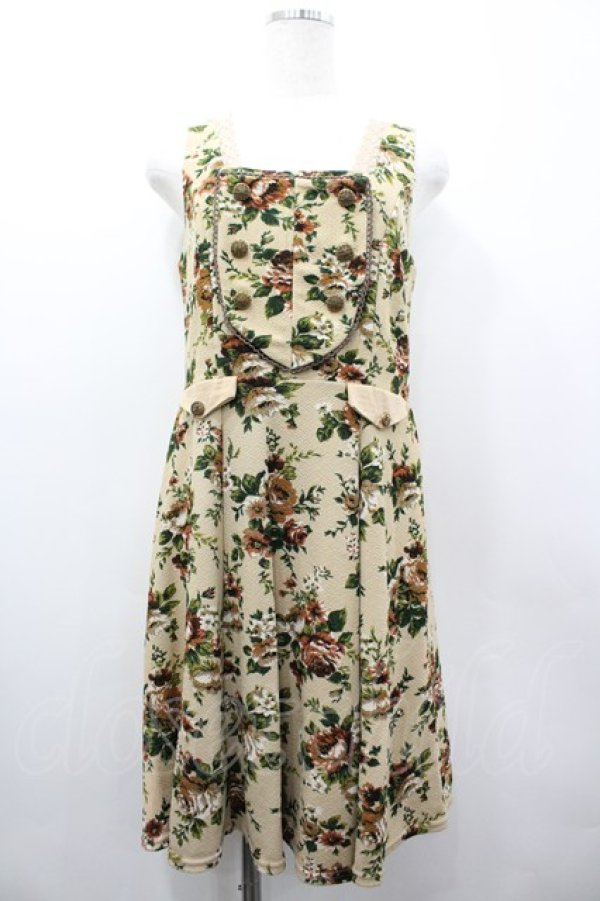 画像1: axes femme / 薔薇柄ジャンパースカート  ベージュ I-26-03-02-051-AX-OP-SA-ZI (1)