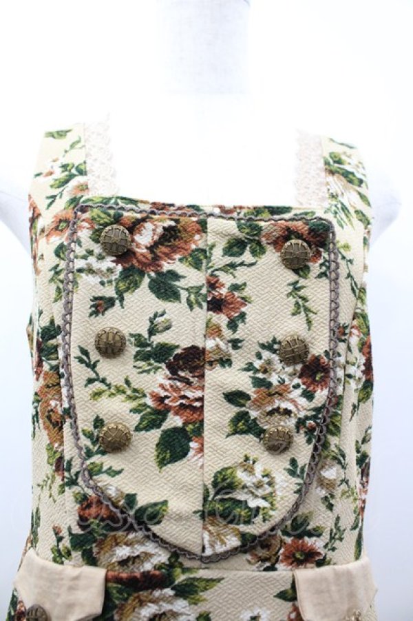 画像3: axes femme / 薔薇柄ジャンパースカート  ベージュ I-26-03-02-051-AX-OP-SA-ZI (3)