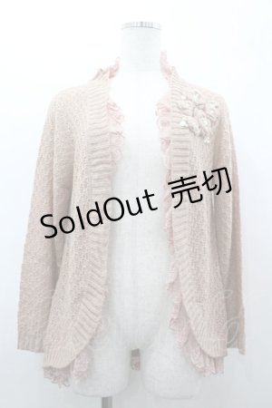 画像: axes femme / お花モチーフ付ニットカーデ M アワピンク I-26-03-02-006-AX-TO-TE-ZI