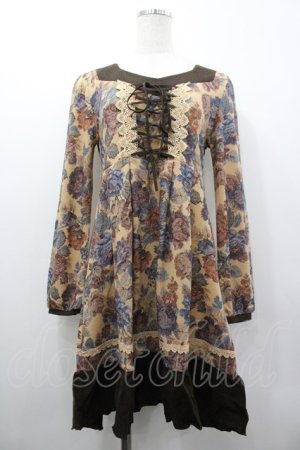 画像: axes femme / ゴブランプリントチュニック M ベージュ I-26-03-02-057-AX-OP-SA-ZI