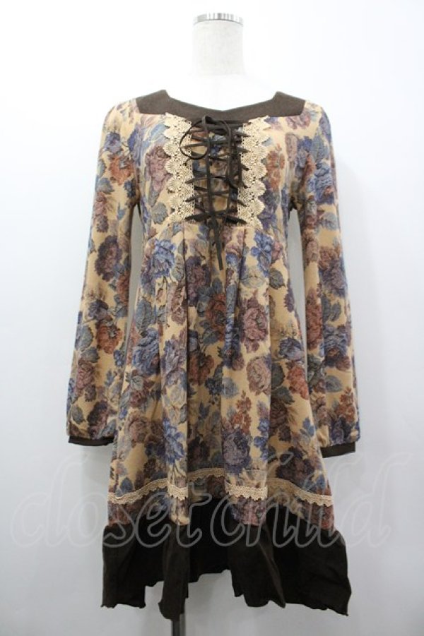 画像1: axes femme / ゴブランプリントチュニック M ベージュ I-26-03-02-057-AX-OP-SA-ZI (1)