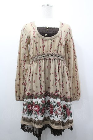 画像: axes femme / ローズパネル柄カットチュニ M ベージュ I-26-03-02-061-AX-OP-SA-ZI