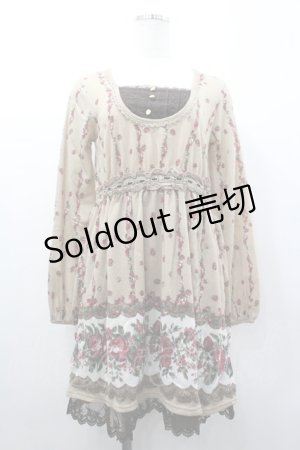 画像: axes femme / ローズパネル柄カットチュニ M ベージュ I-26-03-02-061-AX-OP-SA-ZI