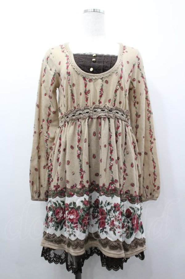 画像1: axes femme / ローズパネル柄カットチュニ M ベージュ I-26-03-02-061-AX-OP-SA-ZI (1)