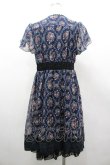 画像2: axes femme / バラオーナメントフレームワンピース M 紺 I-26-03-02-064-AX-OP-TE-ZI (2)