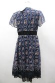 画像2: axes femme / バラオーナメントフレームワンピース M 紺 I-26-03-02-065-AX-OP-TE-ZI (2)