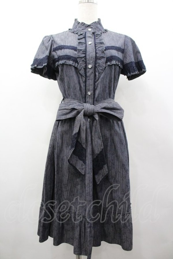 画像1: axes femme / ドビーストライプシャツOP M グレー I-26-03-02-066-AX-OP-TE-ZI (1)