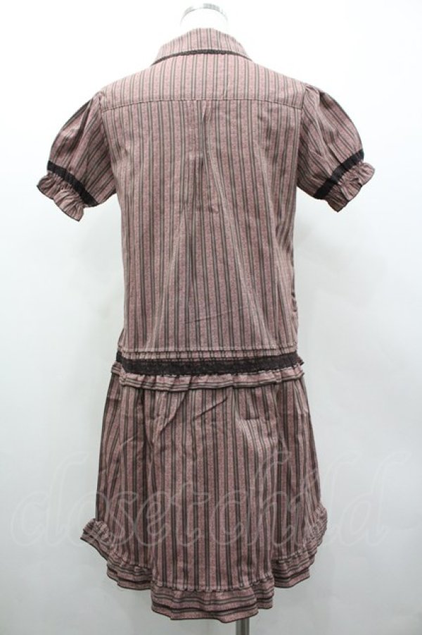 画像2: axes femme / ジャガードストライプワンピ M アワピンク I-26-03-02-070-AX-OP-SA-ZI (2)