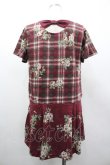 画像2: axes femme / チェック花柄タックチュニ M ワイン I-26-03-02-072-AX-TO-TE-ZI (2)