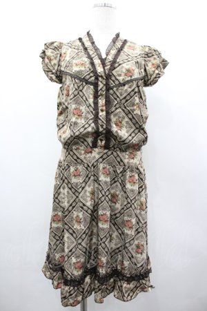 画像: axes femme / プチスカーフ柄ブラウスOP M チャ I-26-03-02-073-AX-OP-SA-ZI