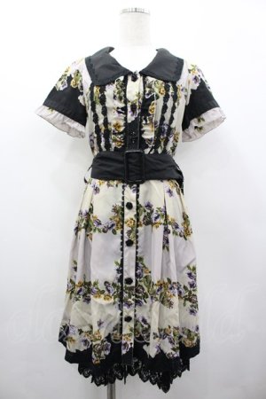 画像: axes femme / フラワーボーダー柄ワンピース M クロ I-26-03-02-075-AX-OP-SA-ZI