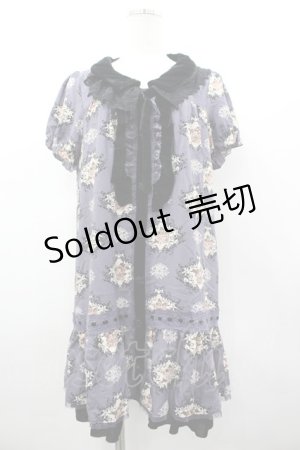 画像: axes femme / バラ柄シフォンワンピース  パープルＸ白Ｘ黒 I-26-03-02-077-AX-OP-SA-ZI