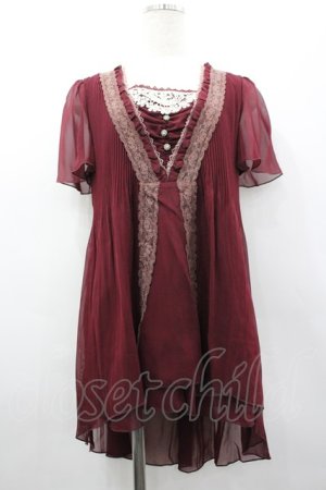 画像: axes femme / フィッシュテールプリーツワンピース  ボルドー I-26-03-02-078-AX-OP-SA-ZI