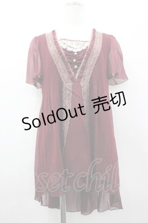 画像: axes femme / フィッシュテールプリーツワンピース  ボルドー I-26-03-02-078-AX-OP-SA-ZI