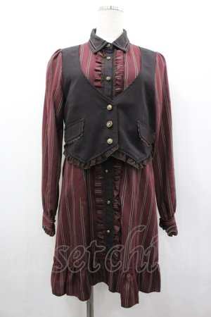 画像: axes femme / ベストドッキングストライプワンピース M ワイン I-26-03-02-081-AX-OP-TE-ZI