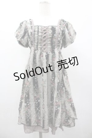 画像: axes femme / タッセルローズストライプワンピース M 黒 I-26-03-02-083-AX-OP-TE-ZI