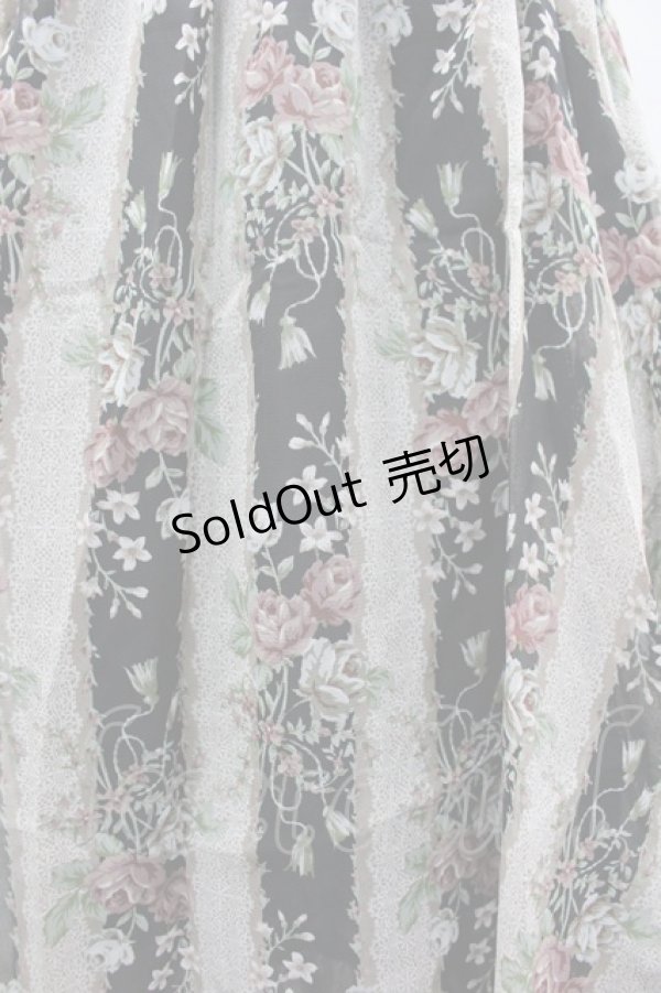 画像3: axes femme / タッセルローズストライプワンピース M 黒 I-26-03-02-083-AX-OP-TE-ZI (3)