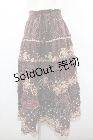 画像: axes femme / ドット×薔薇スカート M ブラウン I-26-03-02-084-AX-SK-TE-ZI