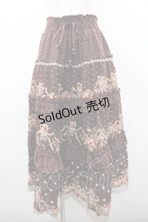 画像1: axes femme / ドット×薔薇スカート M ブラウン I-26-03-02-084-AX-SK-TE-ZI (1)