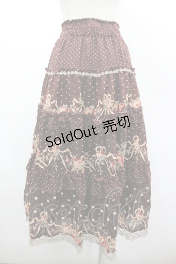 画像2: axes femme / ドット×薔薇スカート M ブラウン I-26-03-02-084-AX-SK-TE-ZI (2)