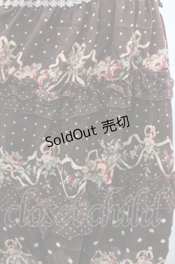 画像3: axes femme / ドット×薔薇スカート M ブラウン I-26-03-02-084-AX-SK-TE-ZI (3)