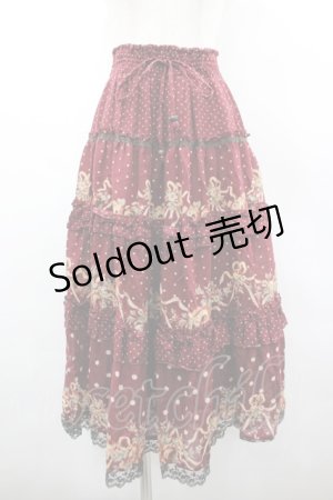 画像: axes femme / ドット×薔薇スカート M ワイン I-26-03-02-085-AX-SK-TE-ZI
