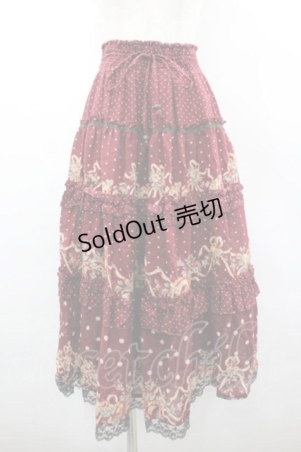 画像1: axes femme / ドット×薔薇スカート M ワイン I-26-03-02-085-AX-SK-TE-ZI (1)