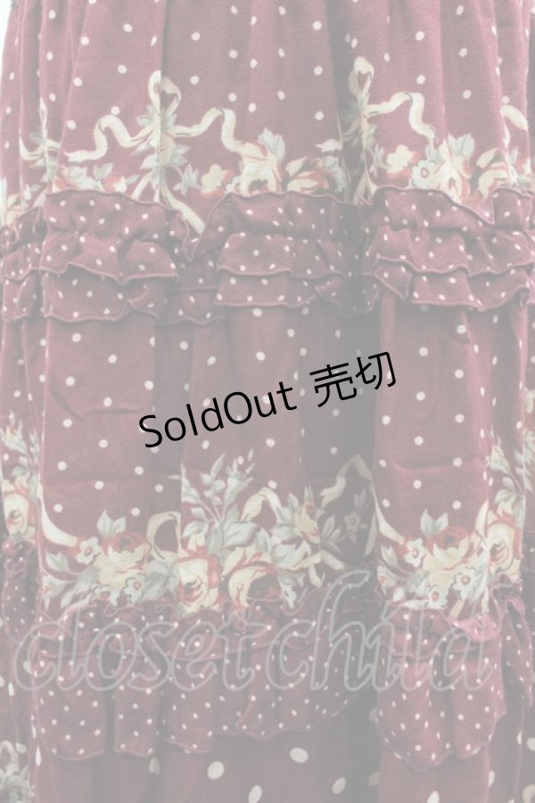 画像3: axes femme / ドット×薔薇スカート M ワイン I-26-03-02-085-AX-SK-TE-ZI (3)