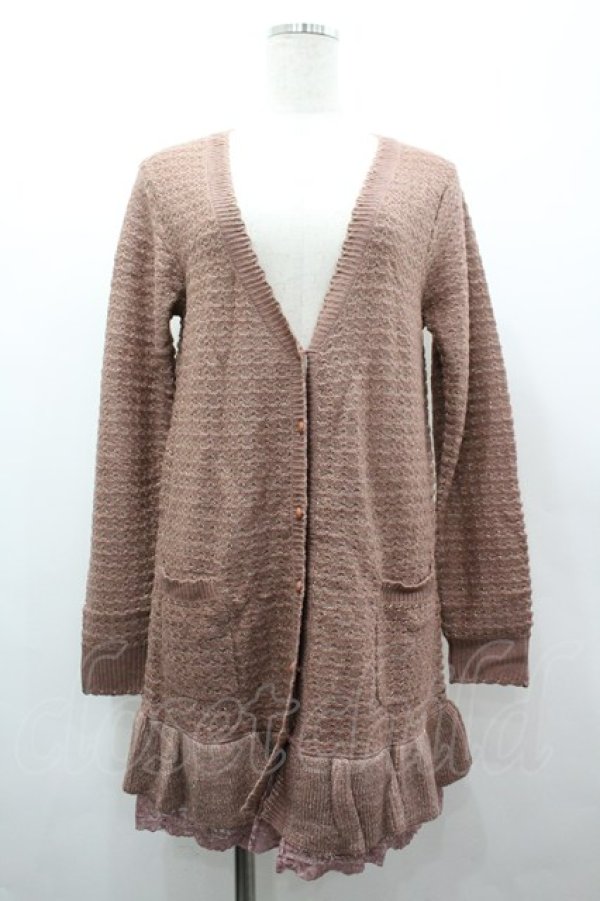 画像1: axes femme / ラメ系ロングカーデ M ピンク I-26-03-02-009-AX-TO-TE-ZI (1)