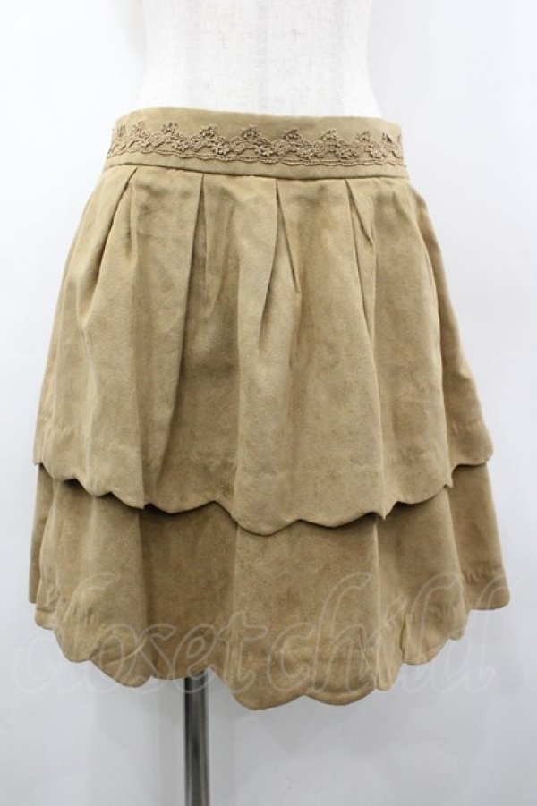 画像1: axes femme / スカラップミニスカート  ブラウン I-26-03-02-087-AX-SK-SA-ZI (1)