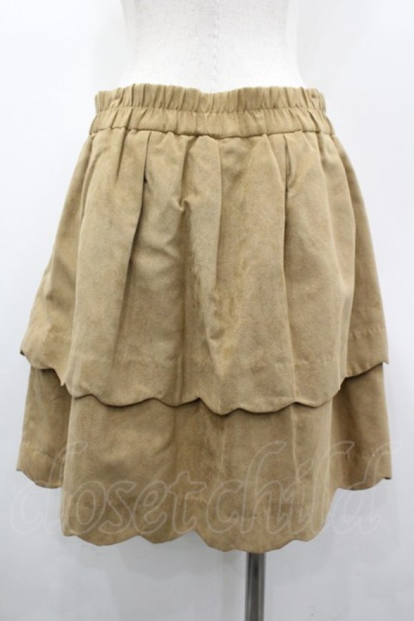 画像2: axes femme / スカラップミニスカート  ブラウン I-26-03-02-087-AX-SK-SA-ZI (2)