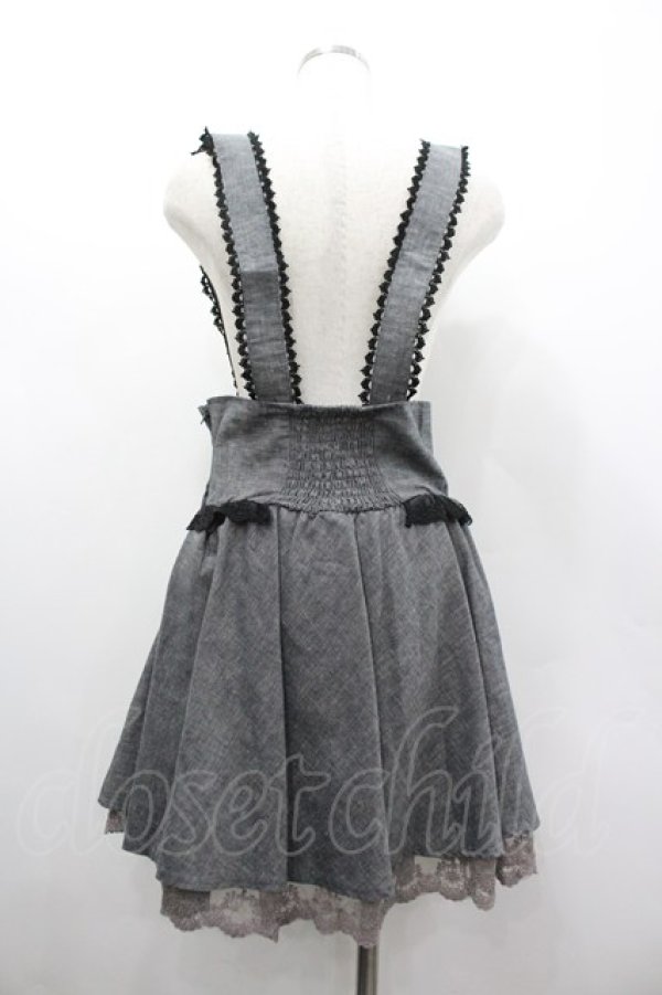 画像2: axes femme / サス付きハイウエストスカート  グレーＸ黒 I-26-03-02-088-AX-SK-SA-ZI (2)