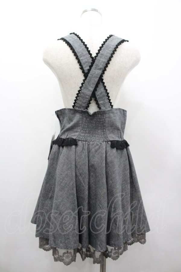 画像2: axes femme / サス付きハイウエストスカート  グレーＸ黒 I-26-03-02-089-AX-SK-SA-ZI (2)