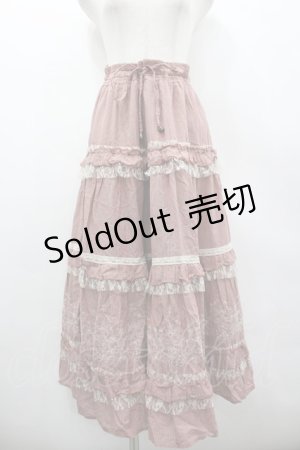 画像: axes femme / 裾刺繍ストライプスカート M 赤×ブラウン I-26-03-02-090-AX-BL-TE-ZI