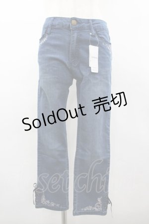 画像: axes femme / ちょうちょ刺繍デニムパギンス L ウォッシュ I-26-03-02-091-AX-PA-SA-ZI