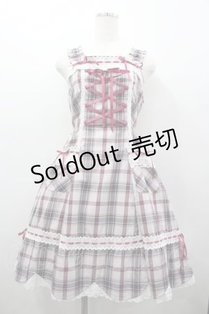 画像: BABY,THE STARS SHINE BRIGHT / 裾スカラップタータンチェックジャンパースカート  ピンクＸチェック I-26-03-02-095-BA-OP-SA-ZI