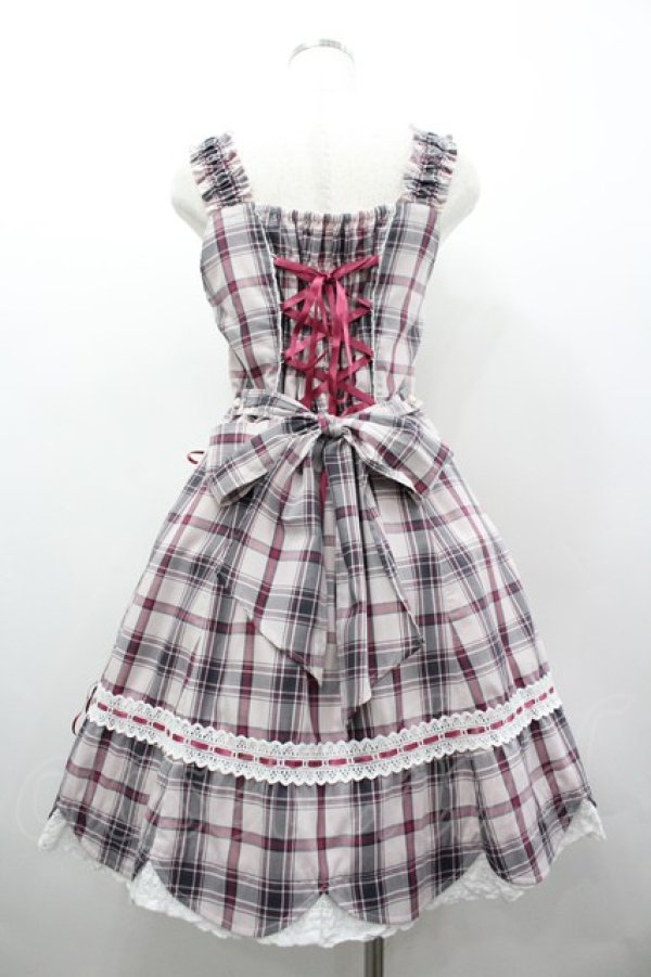 画像2: BABY,THE STARS SHINE BRIGHT / 裾スカラップタータンチェックジャンパースカート  ピンクＸチェック I-26-03-02-095-BA-OP-SA-ZI (2)